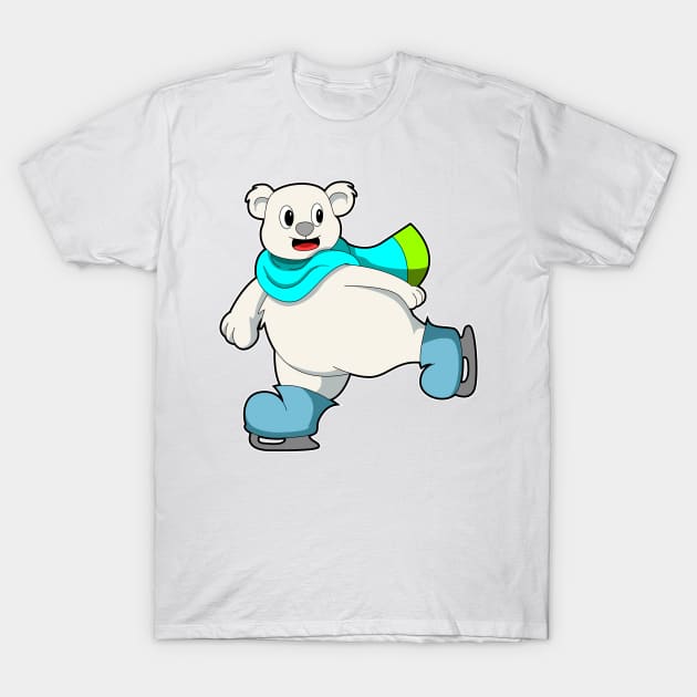 Bear at Ice skating with Ice skates T-Shirt by Markus Schnabel